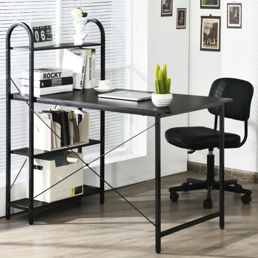48-Inch Reversible Computer Desk with Storage Shelf-Black