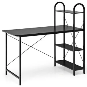 48-Inch Reversible Computer Desk with Storage Shelf-Black