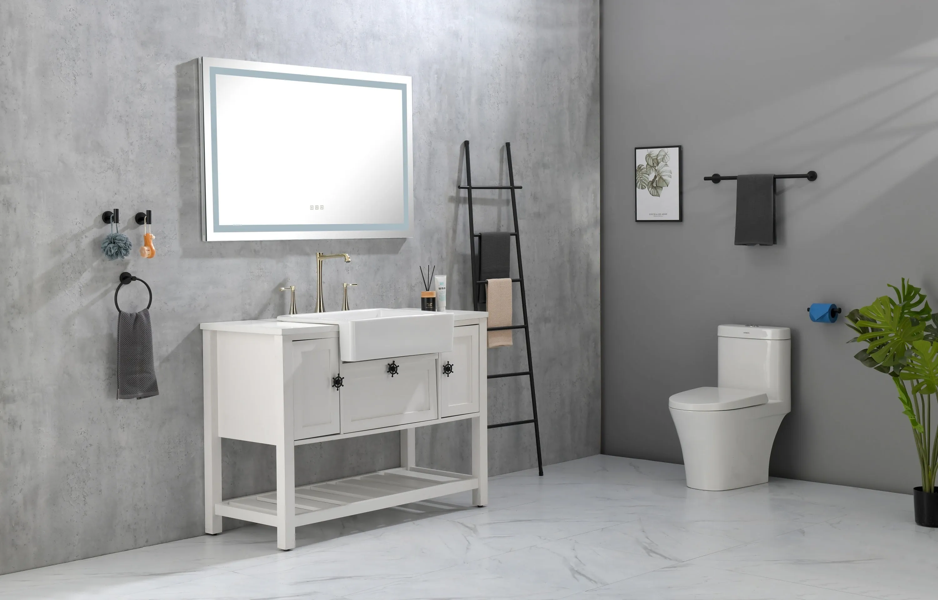 48*36 LED Lighted Bathroom Wall Mounted Mirror with High Lumen Anti-Fog Separately Control Dimmer Function