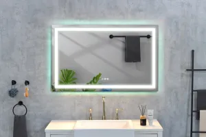 48*36 LED Lighted Bathroom Wall Mounted Mirror with High Lumen Anti-Fog Separately Control Dimmer Function