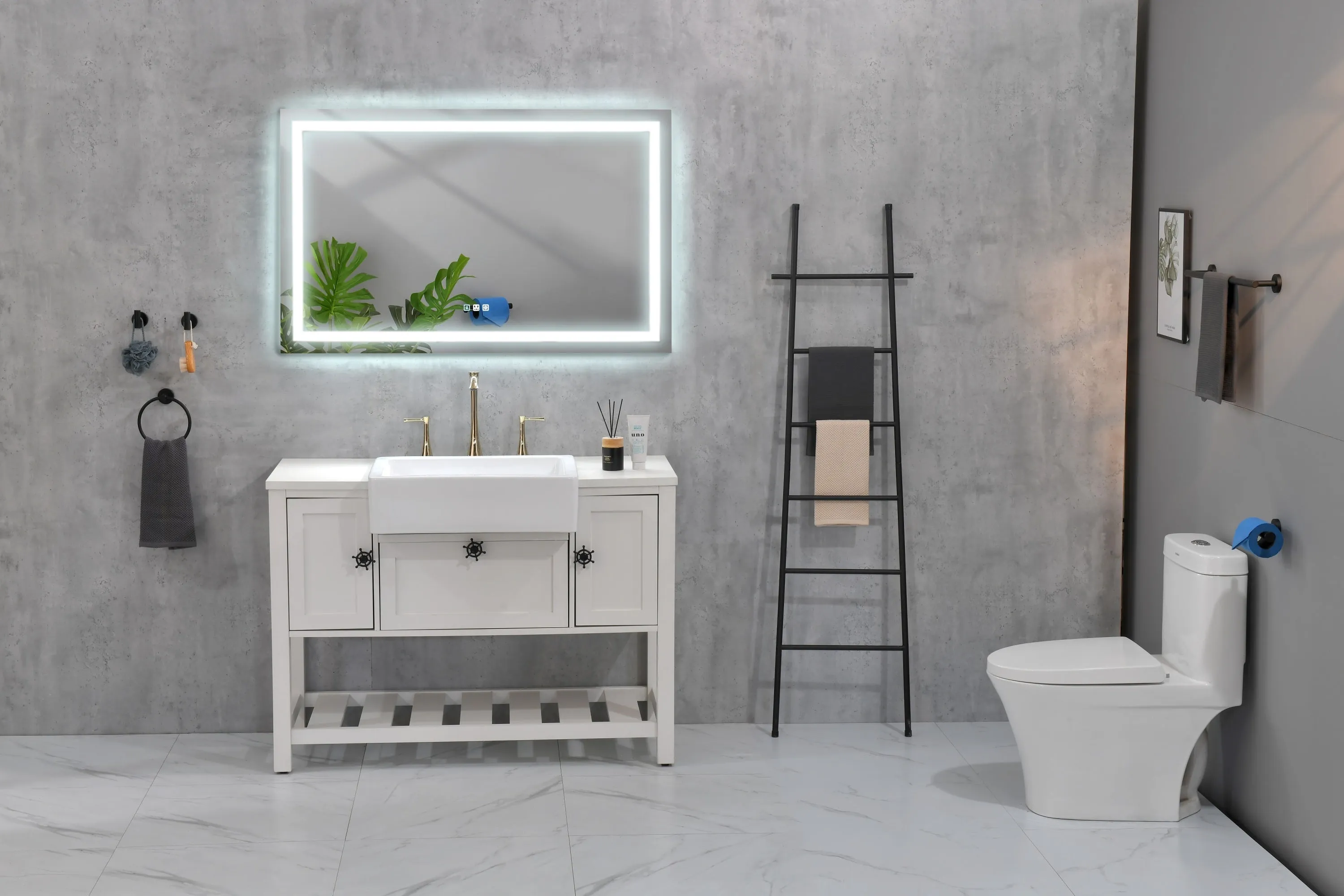 48*36 LED Lighted Bathroom Wall Mounted Mirror with High Lumen Anti-Fog Separately Control Dimmer Function