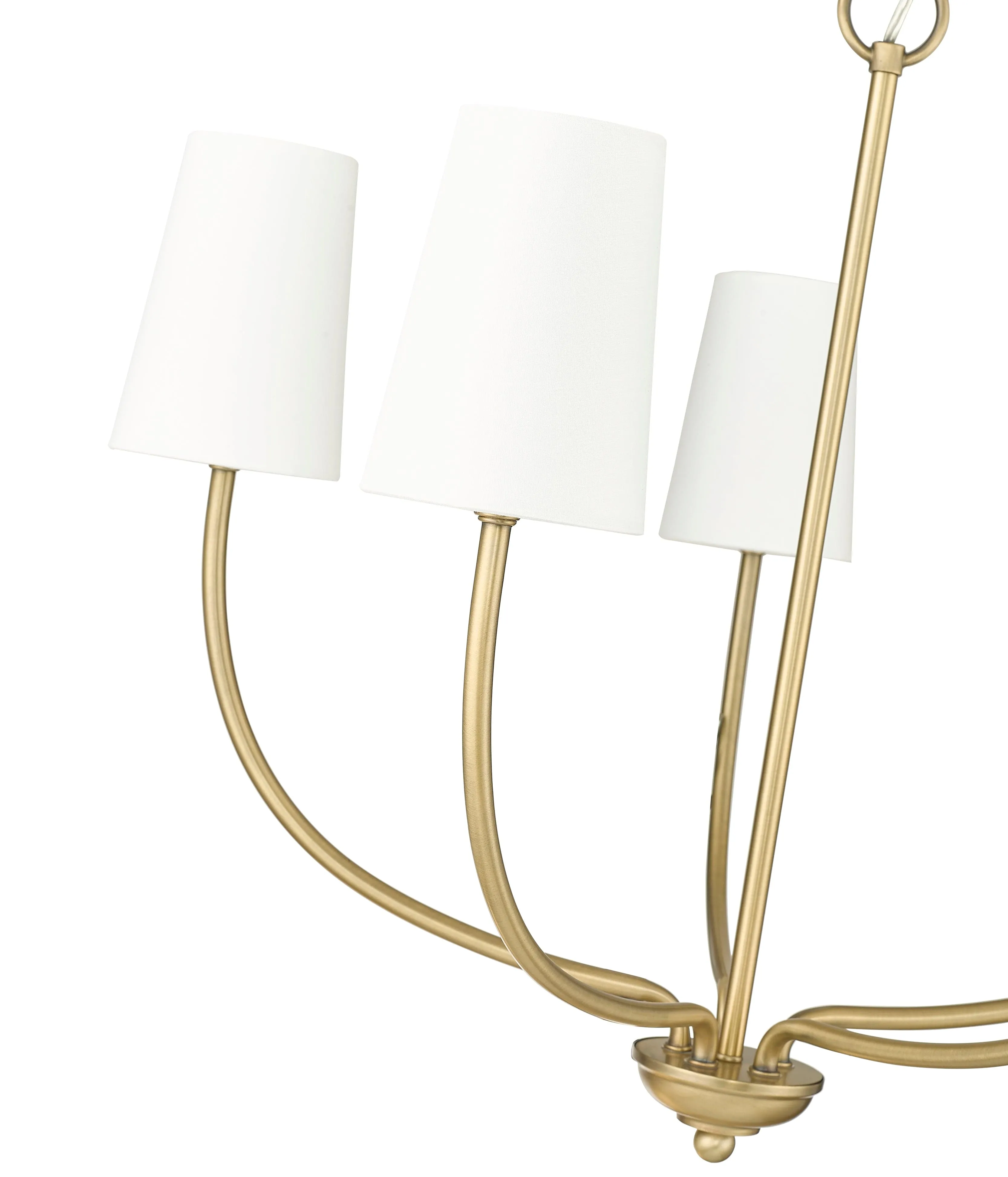 5 Lamps Kandor Chandelier - Vintage Brass - White Fabric Shade - 26in Diameter - E12 Candelabra Base