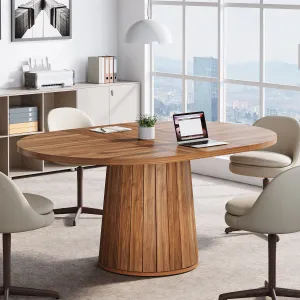 55" Oval Meeting Table, Wood Conference Table For 6 People