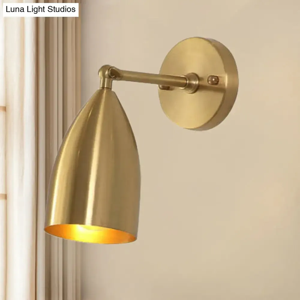 7.5"/12" W Brass Wall Sconce - Modern Tapered/Drum/Oval Design - Gold Finish