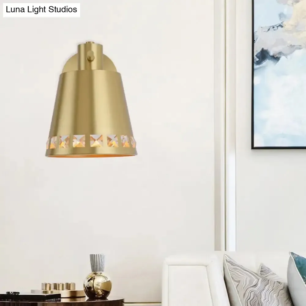 7.5"/12" W Brass Wall Sconce - Modern Tapered/Drum/Oval Design - Gold Finish