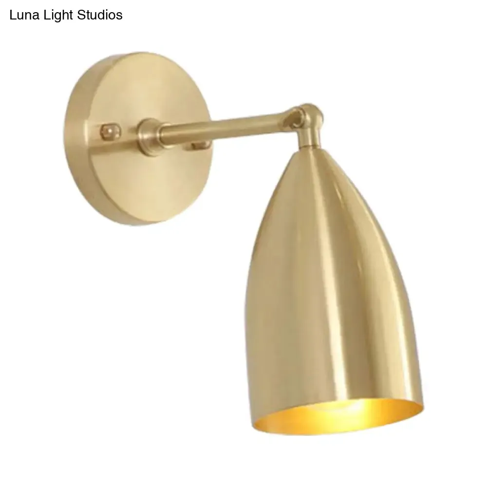 7.5"/12" W Brass Wall Sconce - Modern Tapered/Drum/Oval Design - Gold Finish