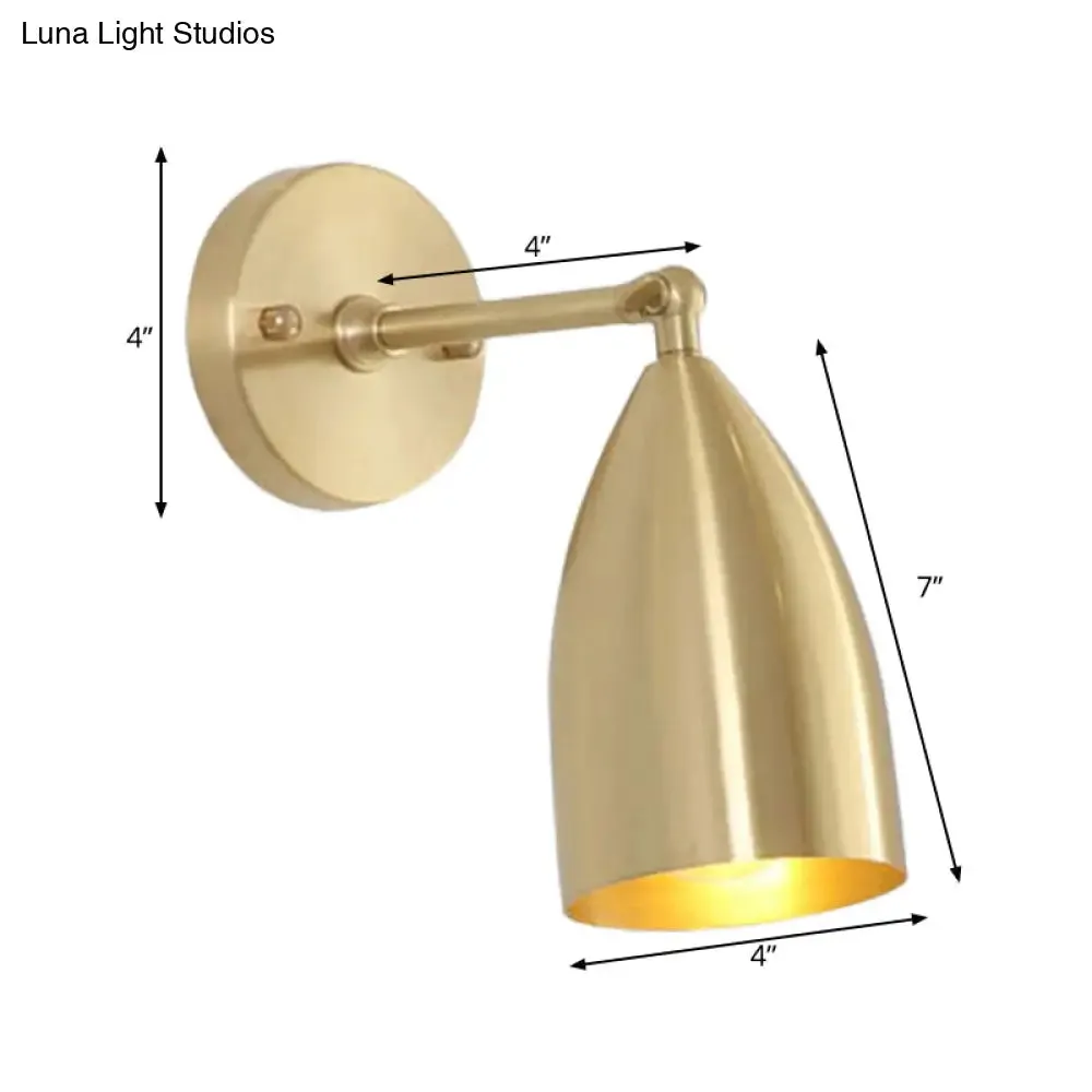 7.5"/12" W Brass Wall Sconce - Modern Tapered/Drum/Oval Design - Gold Finish