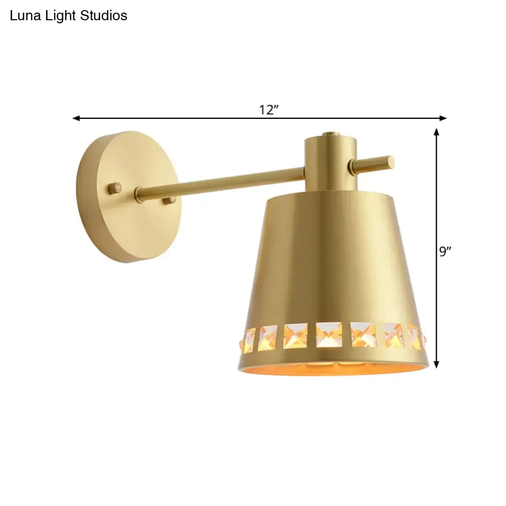 7.5"/12" W Brass Wall Sconce - Modern Tapered/Drum/Oval Design - Gold Finish