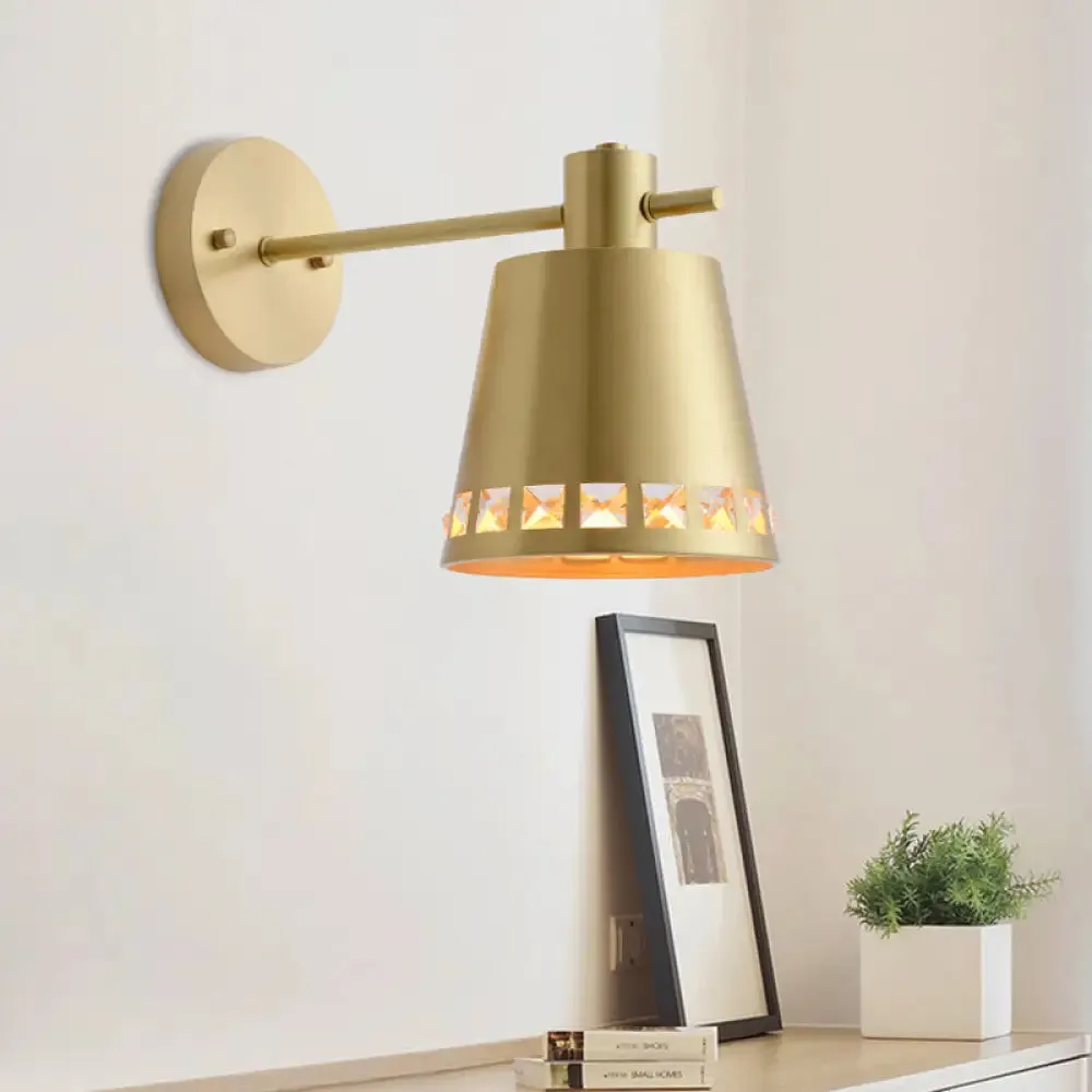 7.5"/12" W Brass Wall Sconce - Modern Tapered/Drum/Oval Design - Gold Finish