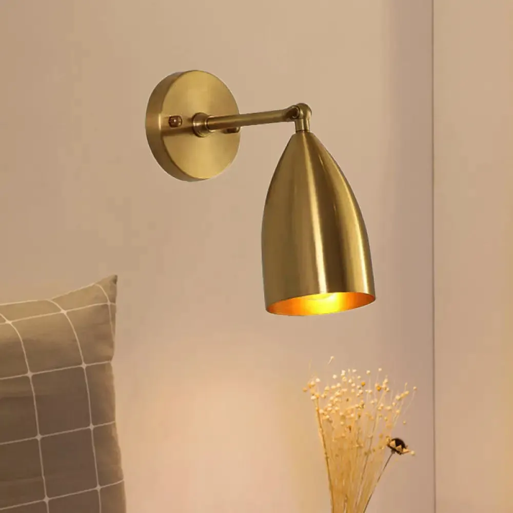 7.5"/12" W Brass Wall Sconce - Modern Tapered/Drum/Oval Design - Gold Finish