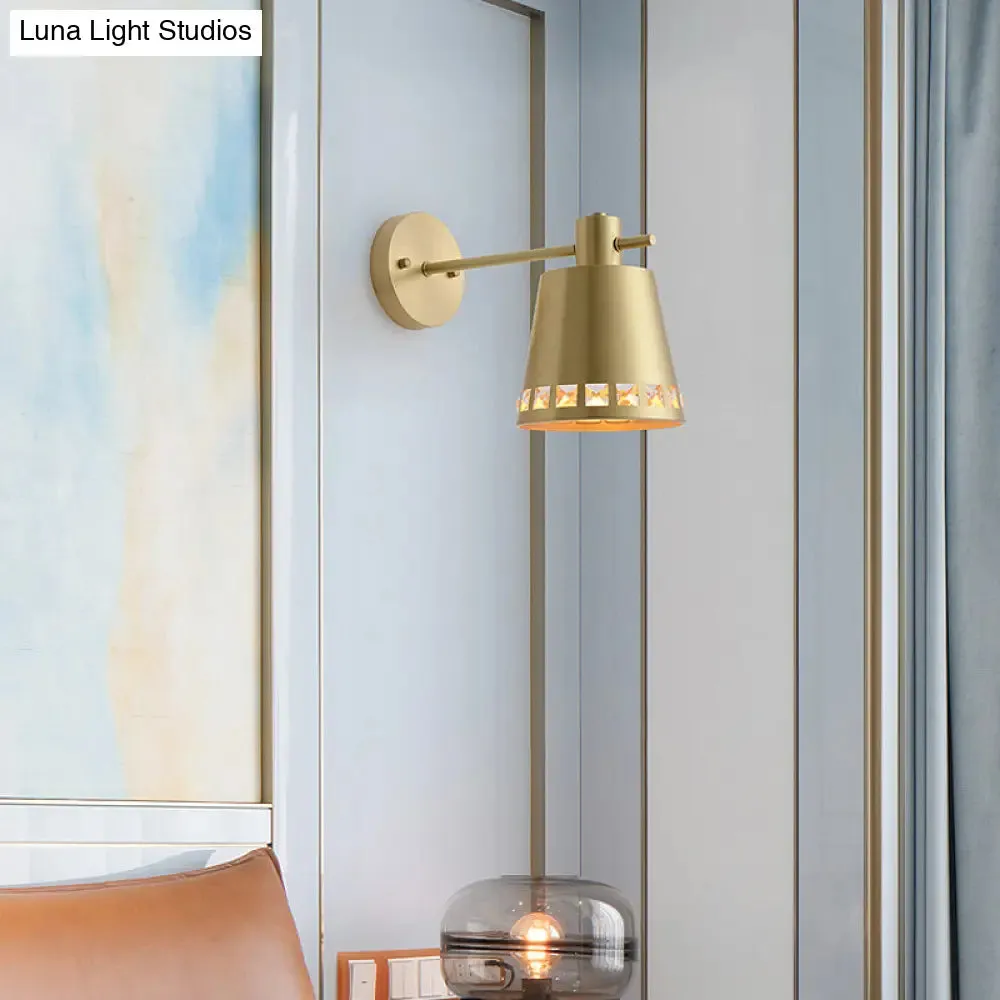 7.5"/12" W Brass Wall Sconce - Modern Tapered/Drum/Oval Design - Gold Finish