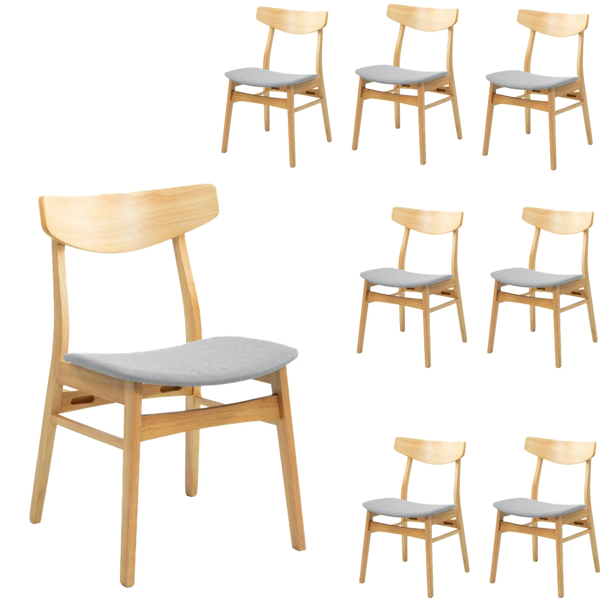 9pc Extendable Dining Set, MDF Oak Veneer, Rubberwood Legs