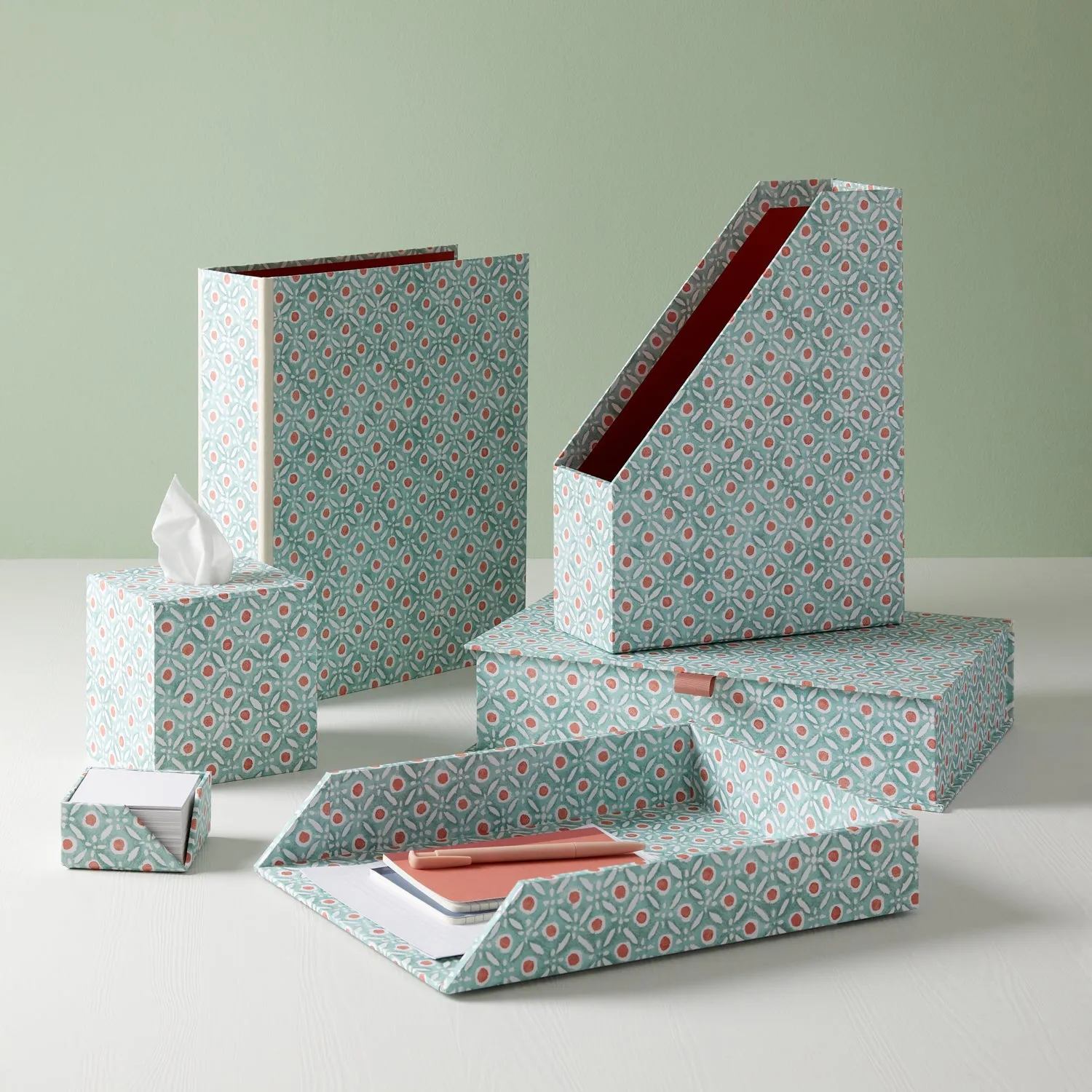 A4 Clipboard Batik Dots Coral/Aqua