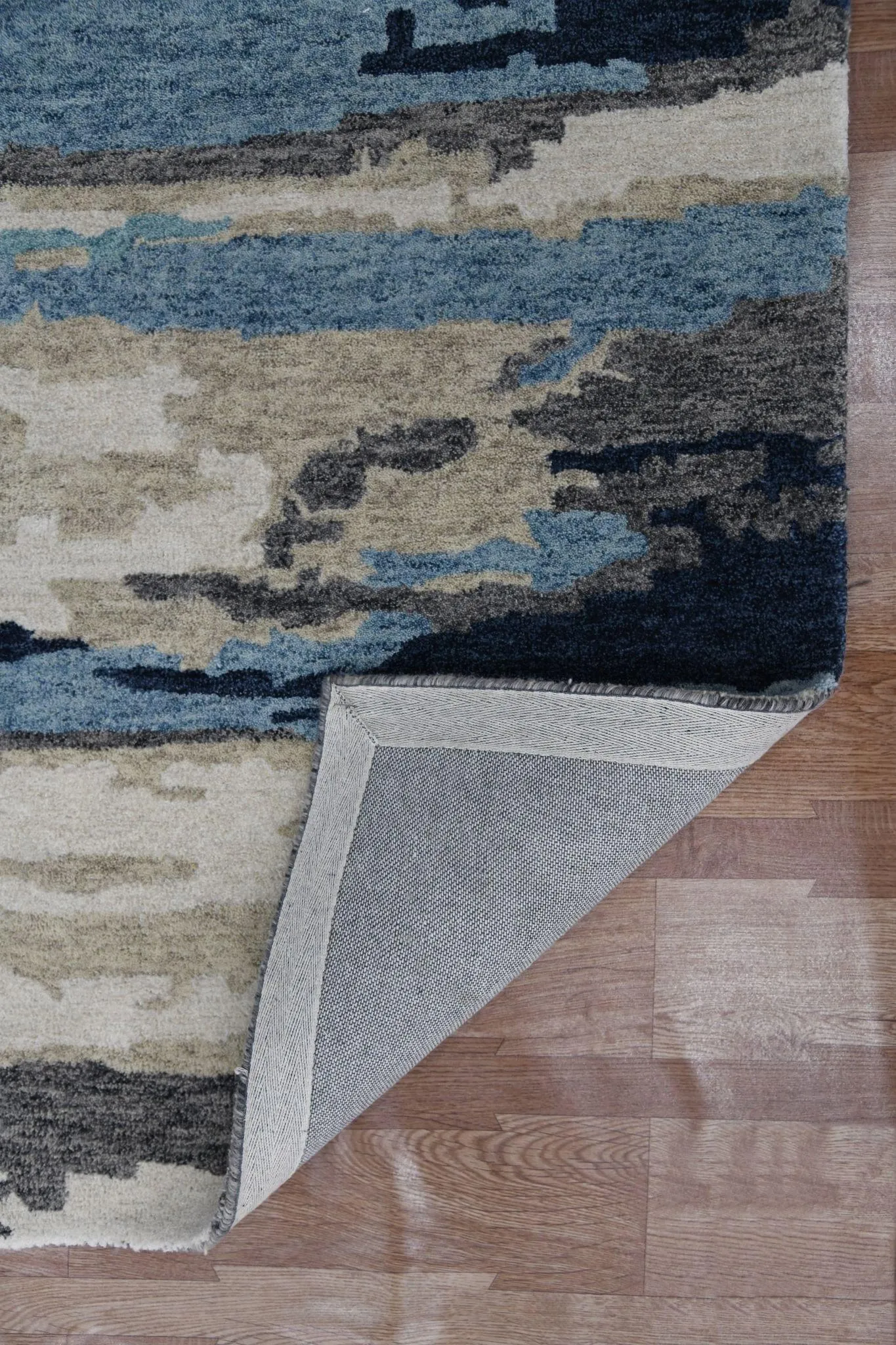 Abstract Blue Wool & Viscose Hand-Tufted Carpet Abstract Rug 8X10 Feet