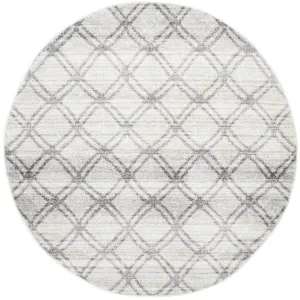 Adirondack Lattice Silver/Charcoal Round Rug