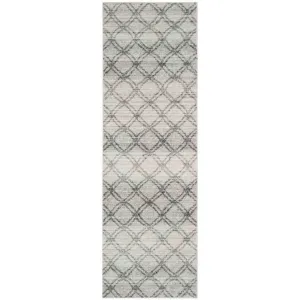 Adirondack Lattice Silver/Charcoal Runner Rug