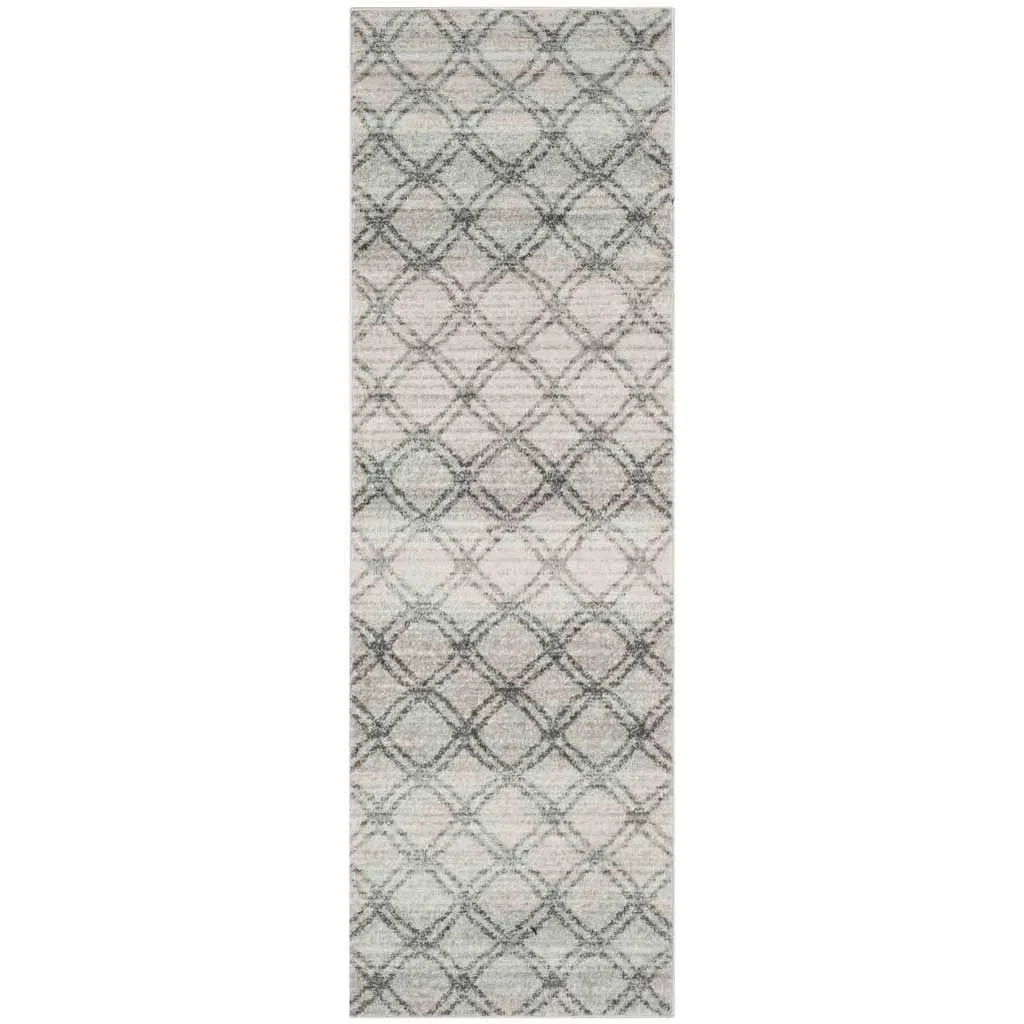 Adirondack Lattice Silver/Charcoal Runner Rug