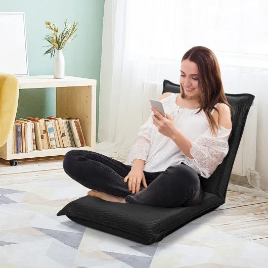 Adjustable 6 Positions Folding Lazy Man Sofa Chair Floor Chair-Black