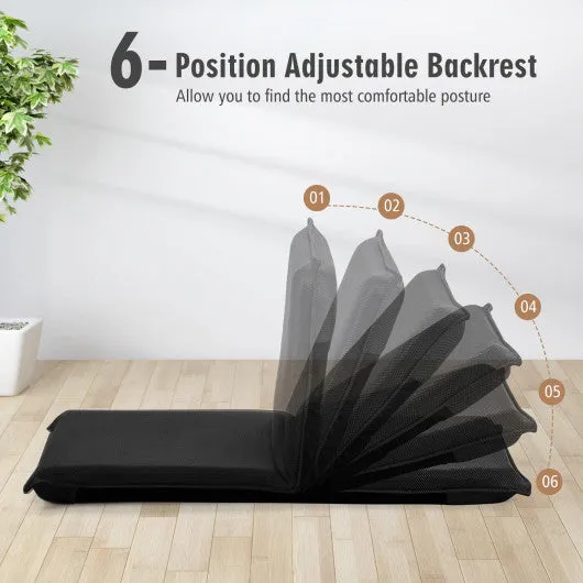 Adjustable 6 Positions Folding Lazy Man Sofa Chair Floor Chair-Black