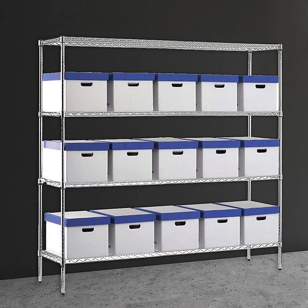 Adjustable Chrome Wire Storage Shelf, 4-Tier, Steel