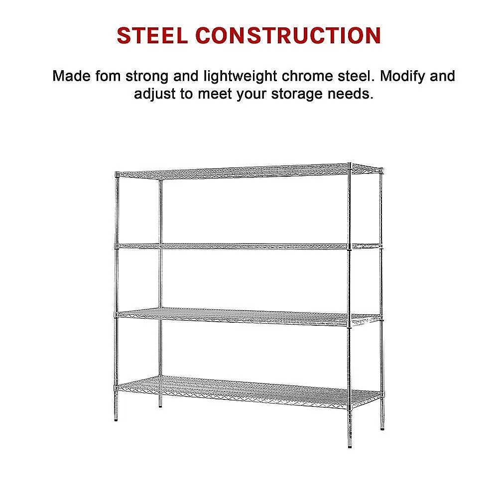 Adjustable Chrome Wire Storage Shelf, 4-Tier, Steel