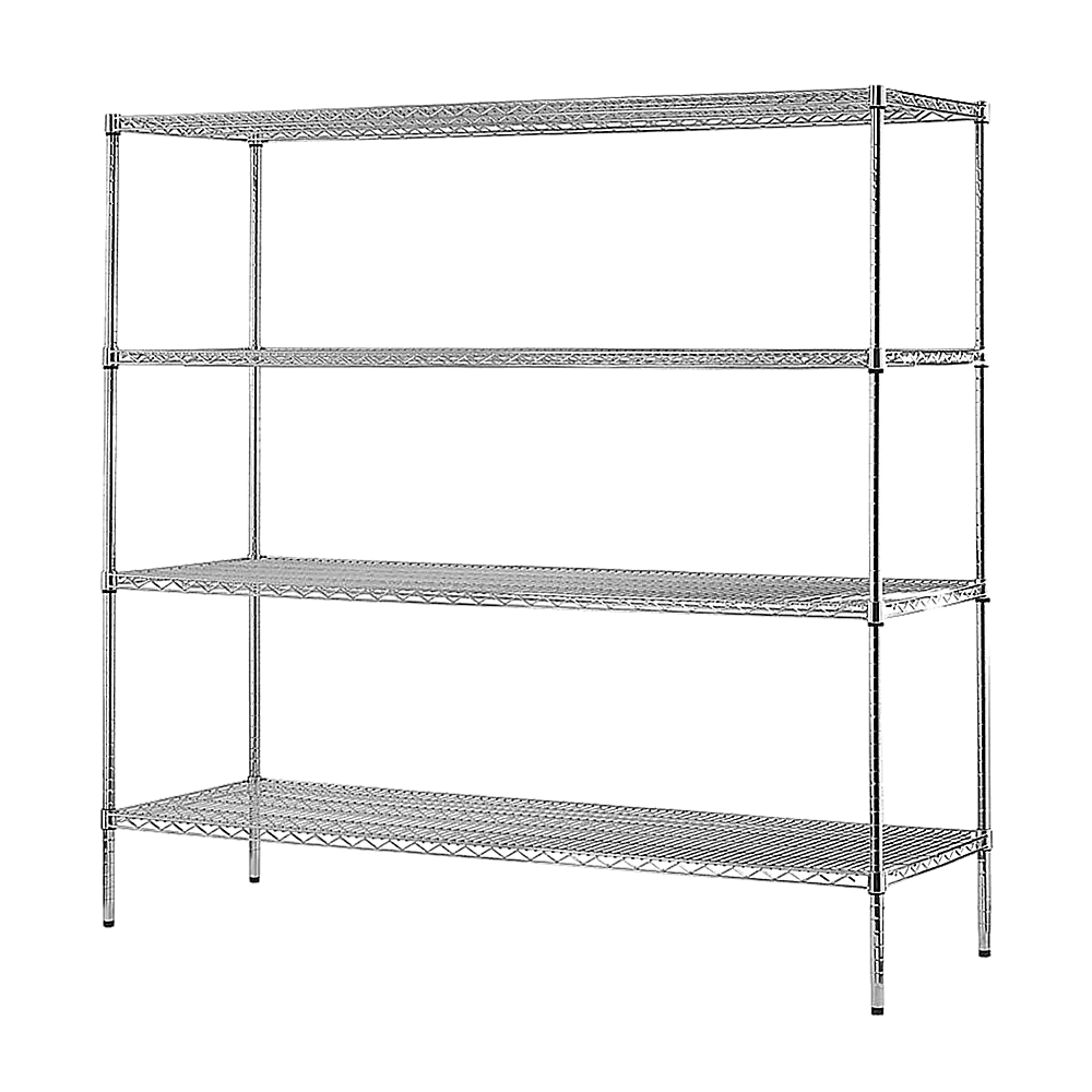 Adjustable Chrome Wire Storage Shelf, 4-Tier, Steel