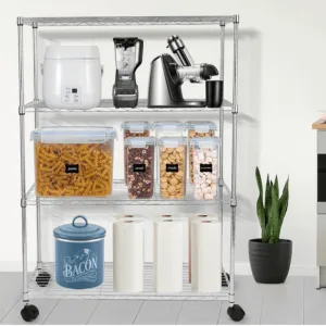 Adjustable Steel Storage Chrome Shelves 4-Tier (Wider)