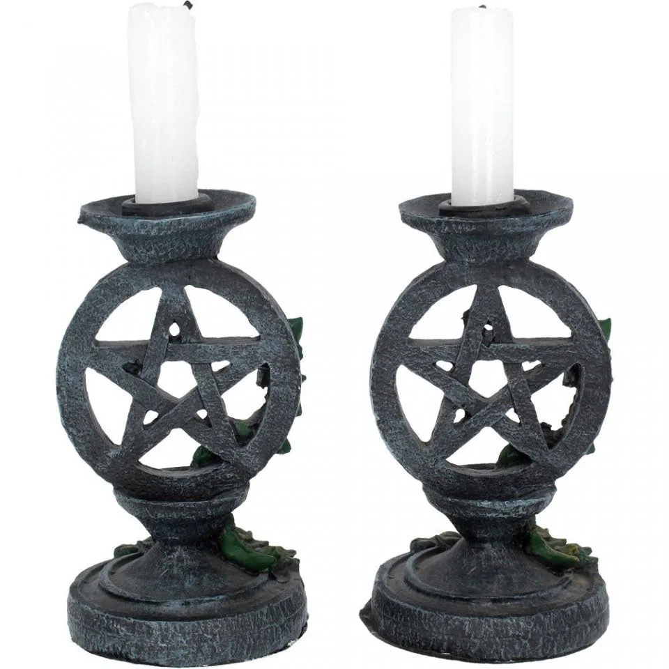 Aged Pentagram Candlesticks