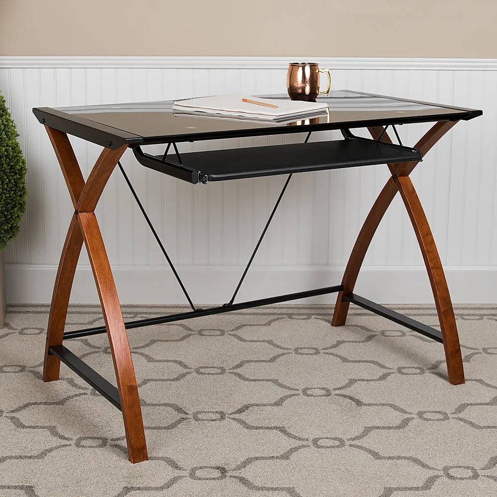 Alamont Home - Jude Rectangle Contemporary Glass  Home Office Desk - Black