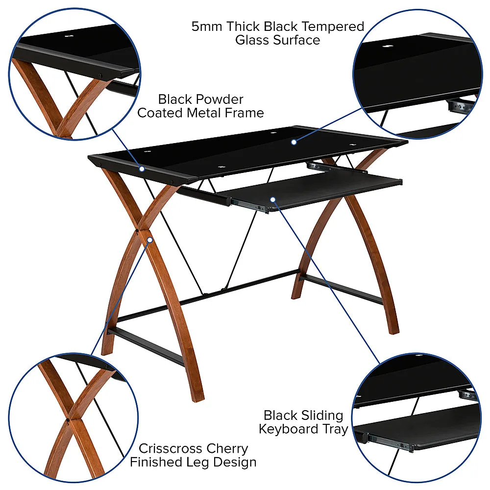 Alamont Home - Jude Rectangle Contemporary Glass  Home Office Desk - Black