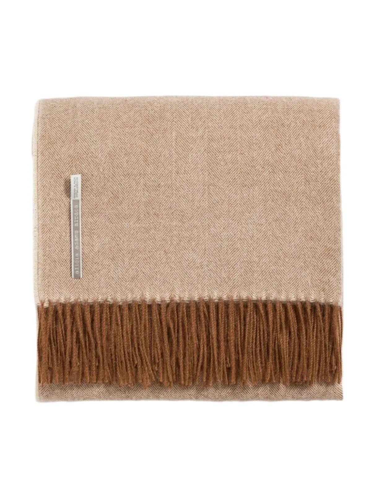 Alicia Adams Alpaca Throw in Cognac Herringbone