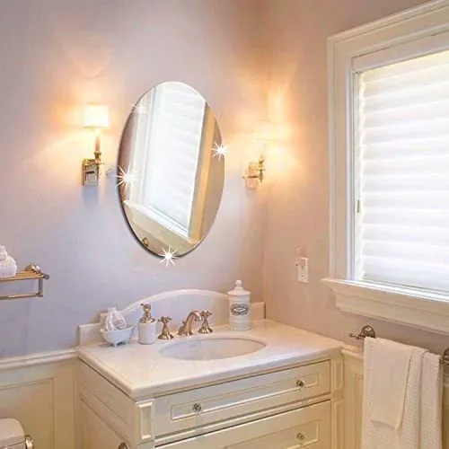 ALOKAH Oval Shape Adhesive Mirror Sticker for Wall on Tiles Bathroom Bedroom Living Room (B_1)