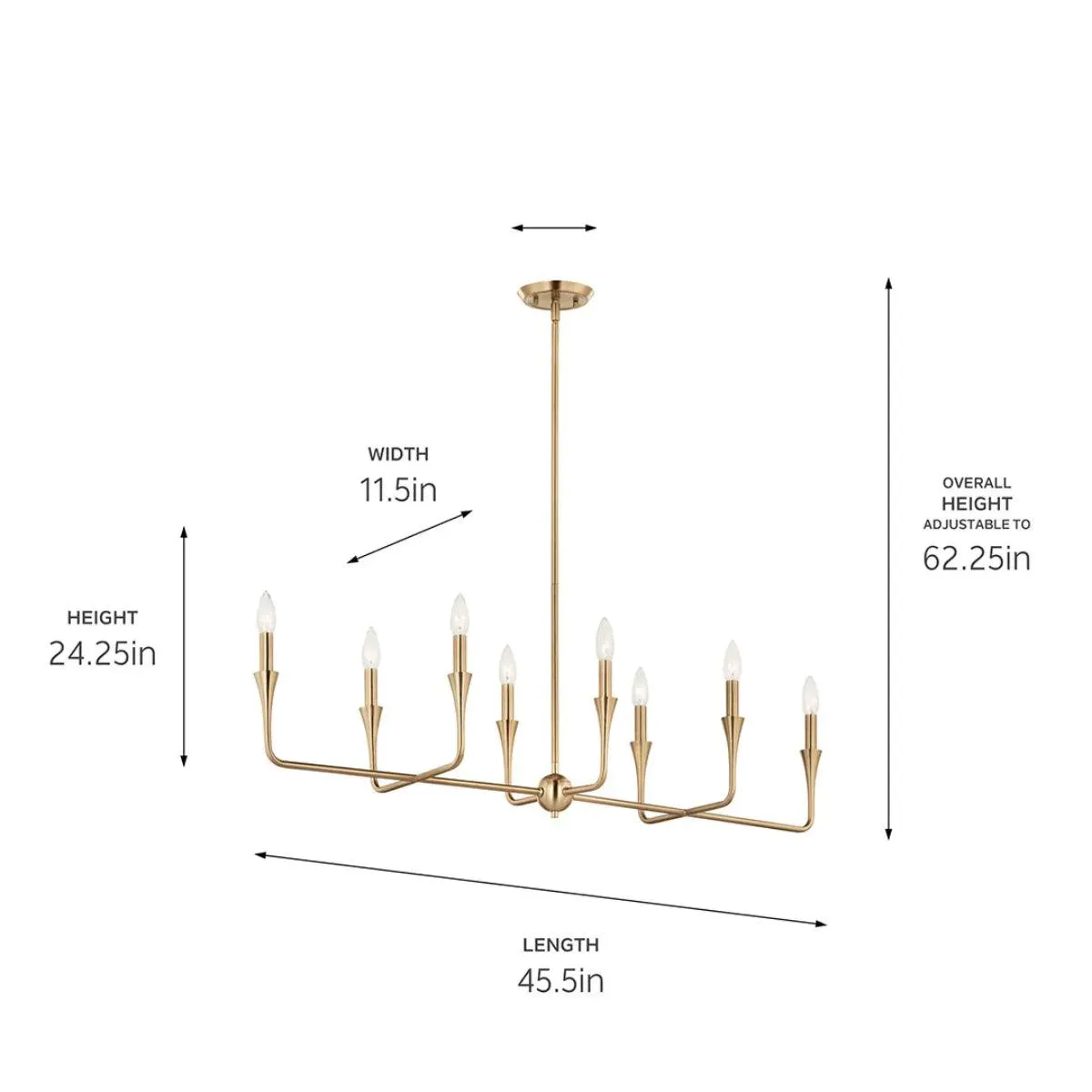 Alvaro 46" 8-Light Chandelier Linear, Champagne Bronze Finish