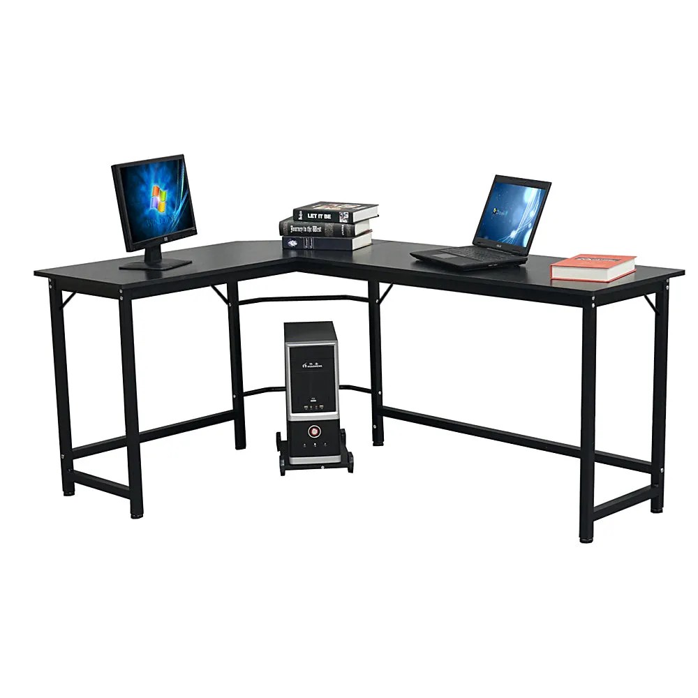 AMYOVE L-Shaped Office Desk Home Corner Gaming Desk Computer Table Black