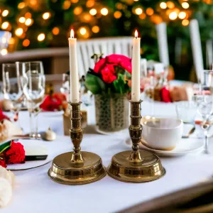 Antique Brass Bell Bottom Candle Holders