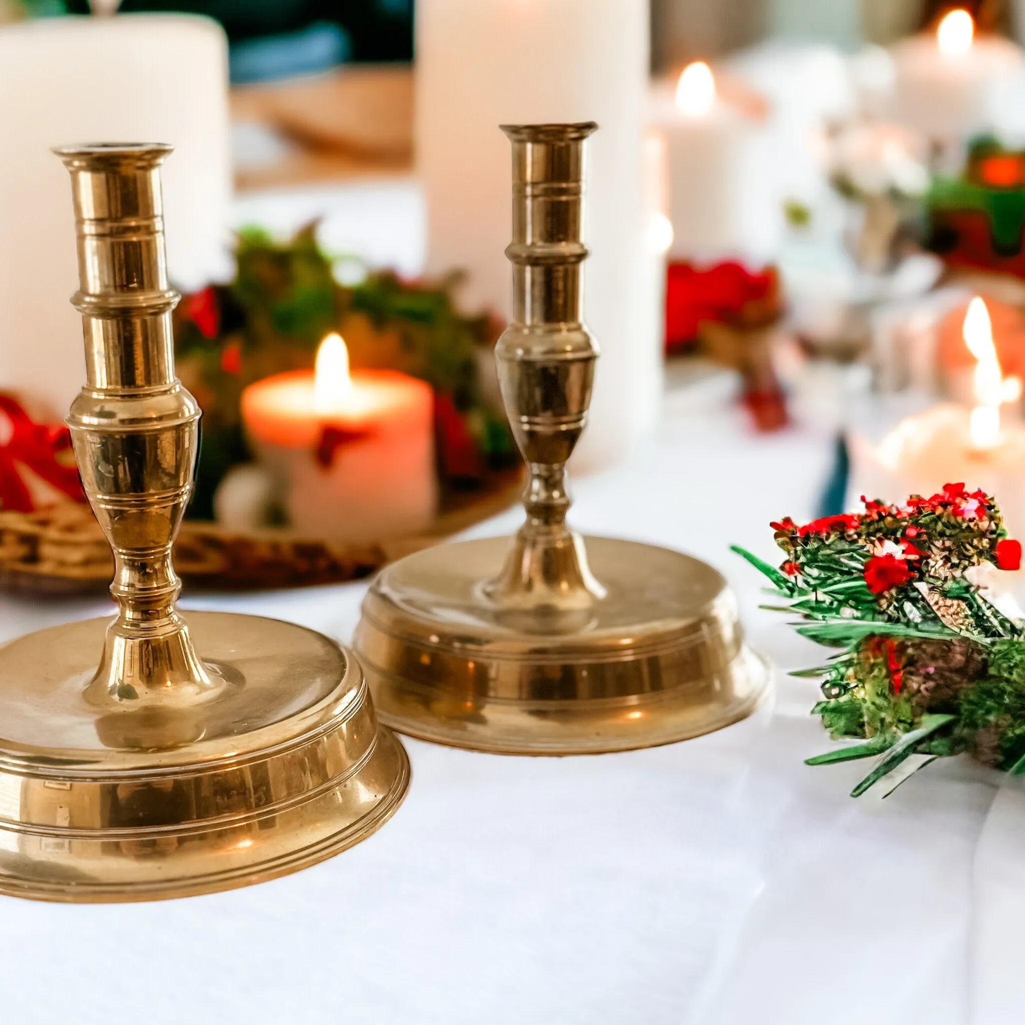 Antique Brass Bell Bottom Candle Holders