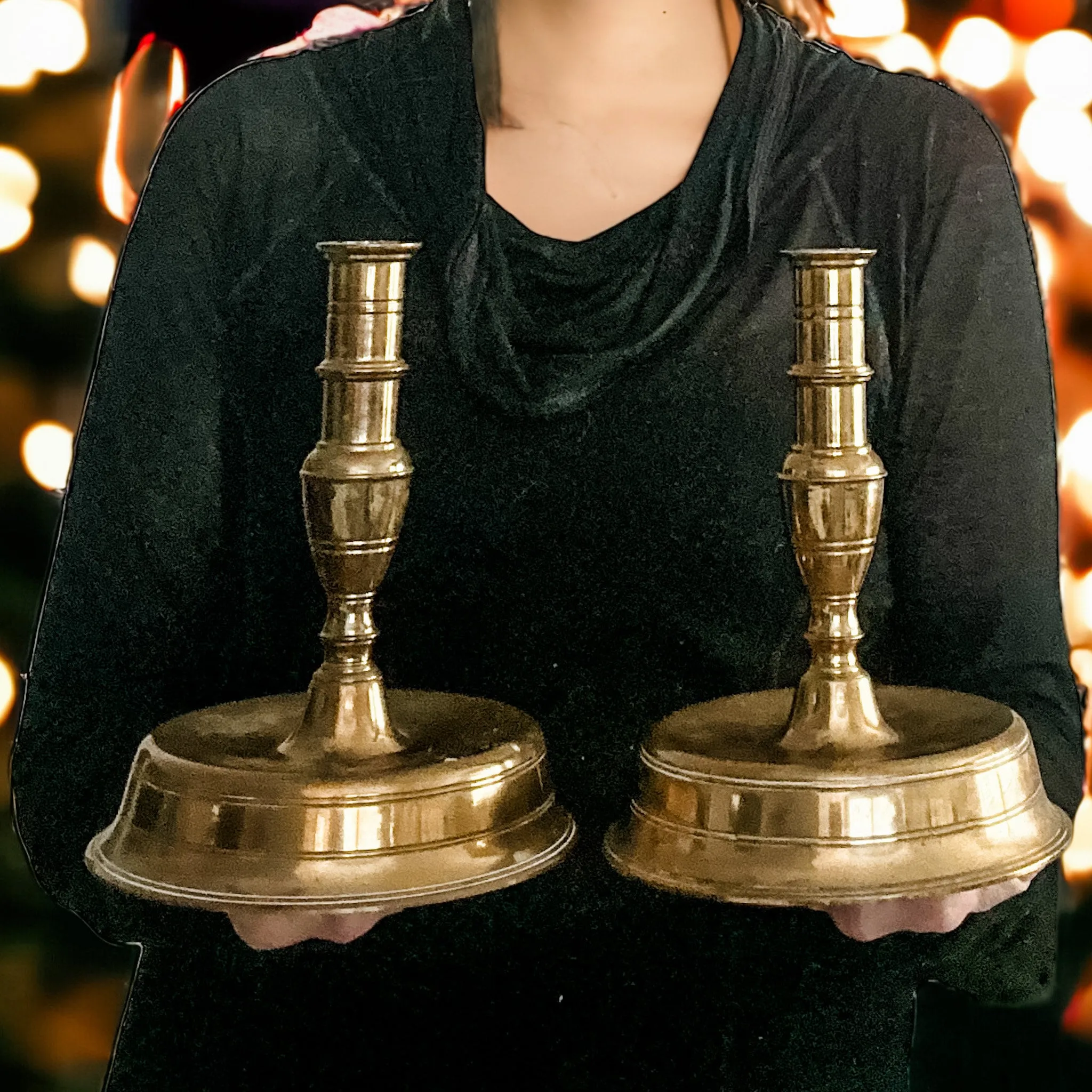 Antique Brass Bell Bottom Candle Holders