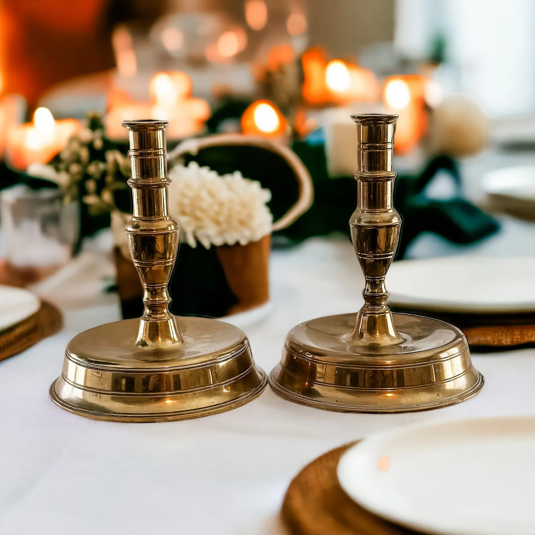 Antique Brass Bell Bottom Candle Holders
