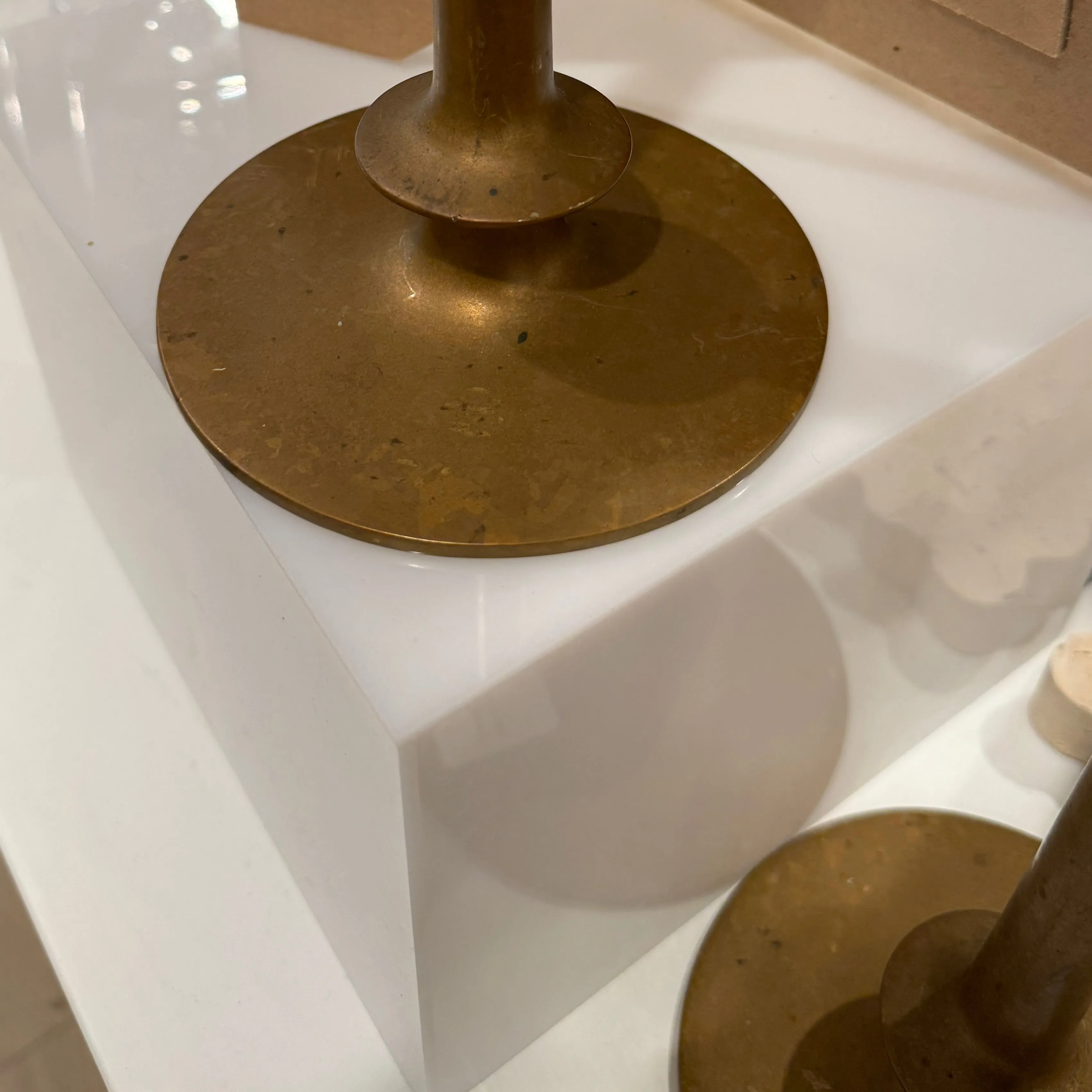 Antique Brass Candlestick Holders, Pair