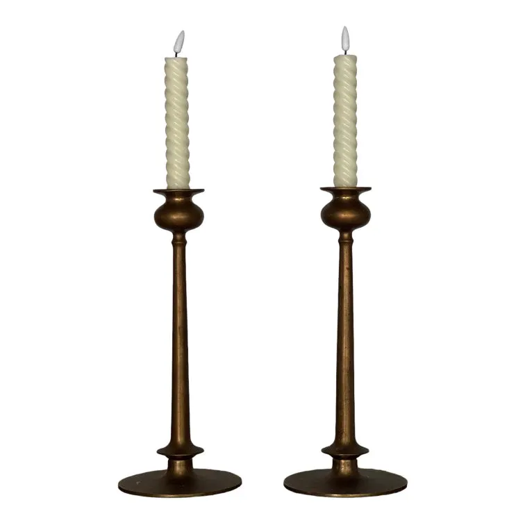 Antique Brass Candlestick Holders, Pair