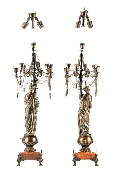 Antique Lamps, Candelabrum, Pair of French Neoclassical Bronze Lamps, Gorgeous!