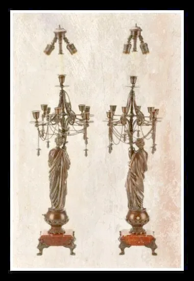 Antique Lamps, Candelabrum, Pair of French Neoclassical Bronze Lamps, Gorgeous!