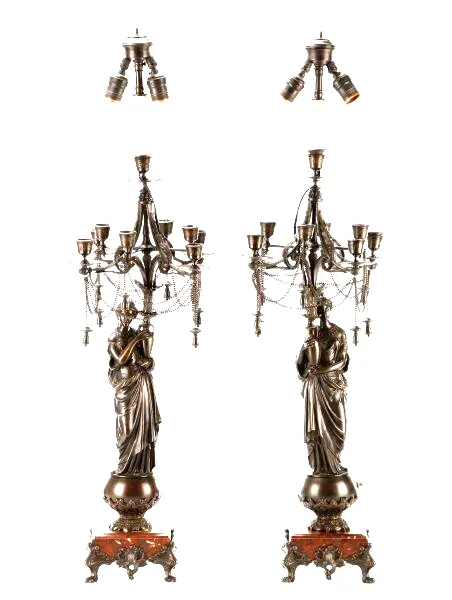 Antique Lamps, Candelabrum, Pair of French Neoclassical Bronze Lamps, Gorgeous!