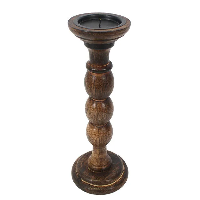 Antique wooden candle stand 30cm