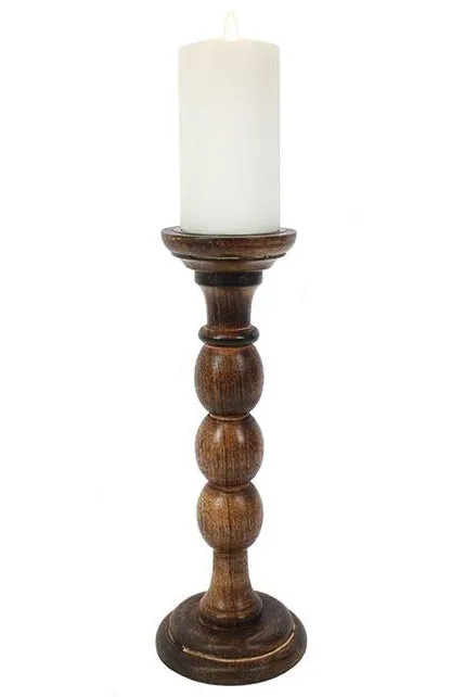 Antique wooden candle stand 30cm