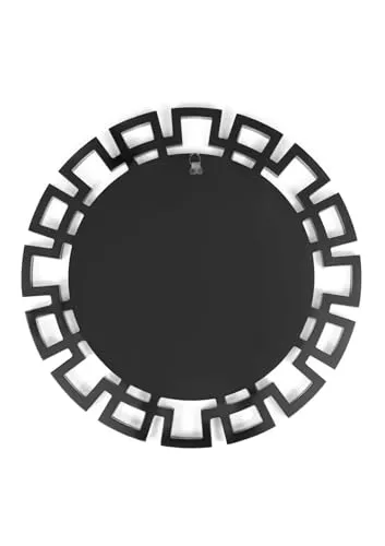 AR MOLUDERS Silver Sun Squar Chrome Decorative Greek Key Mirror for Wall Hanging for Living are and Bed Room
