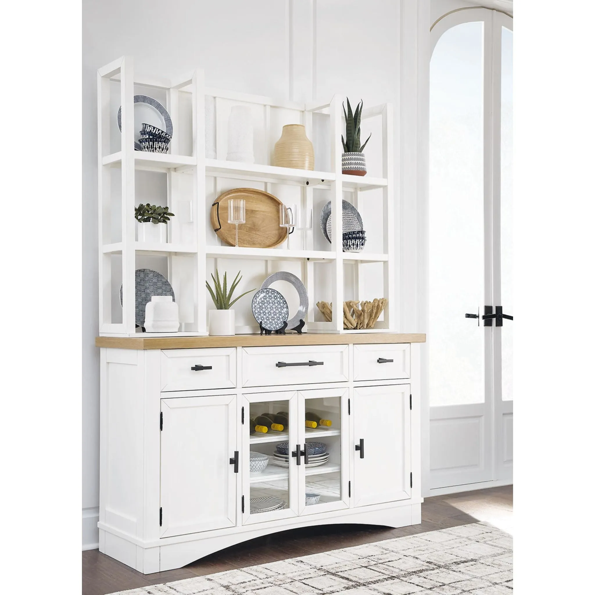 Ashbryn Server & Hutch - White/Natural - (D844D3)