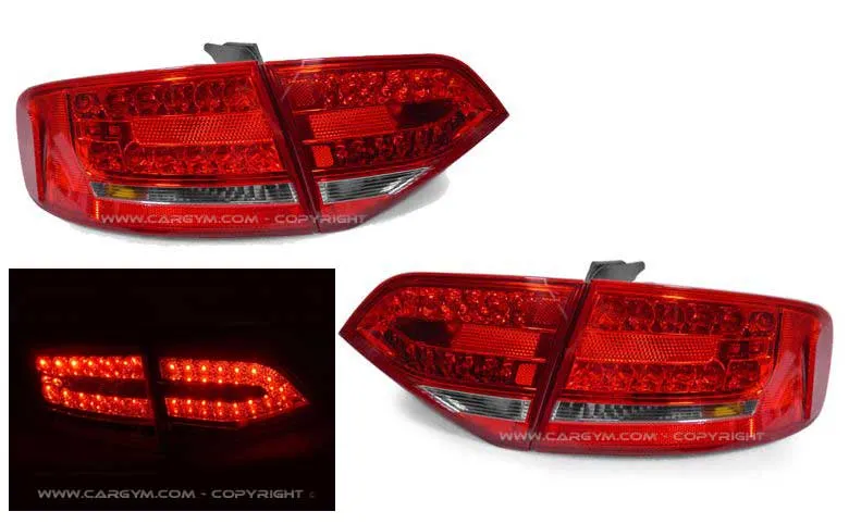 Audi A4 B8 2007-2009 Red & Clear LED Taillight