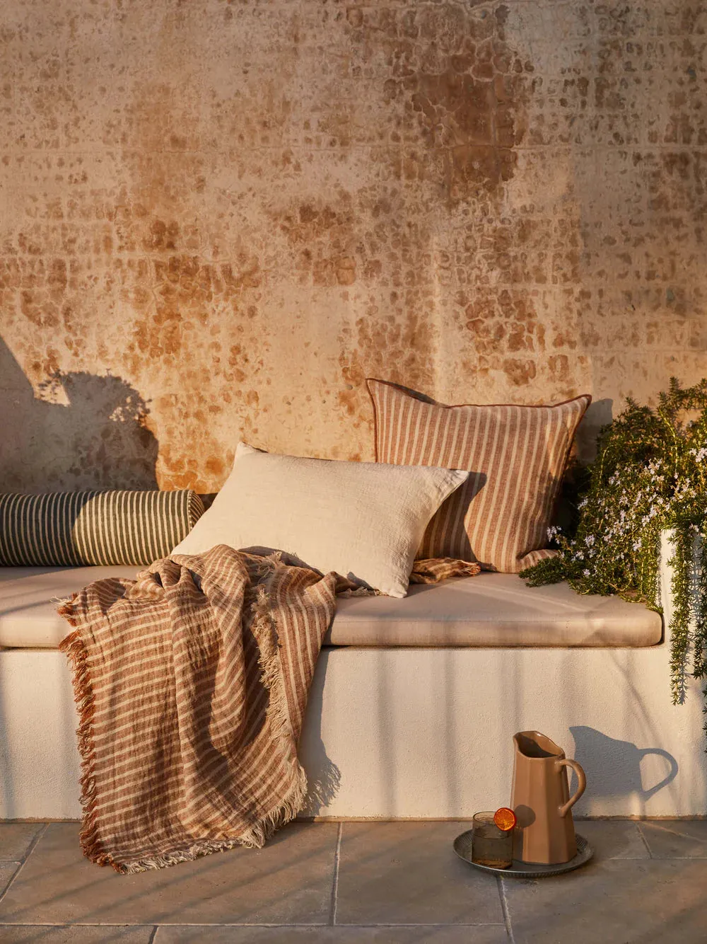 Ava Stripe Toffee Large Square Cushion