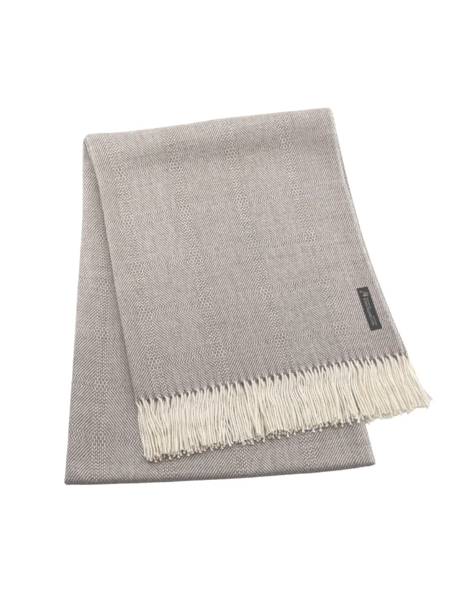 Baby Alpaca Geometric Throw Blanket - Sand & Cream